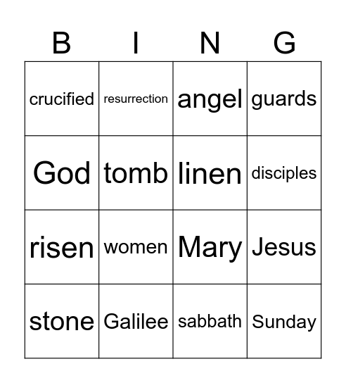 Easter Sunday Bingo Card