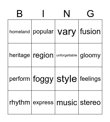 Spelling Words Unit 6, Part 1. Bingo Card
