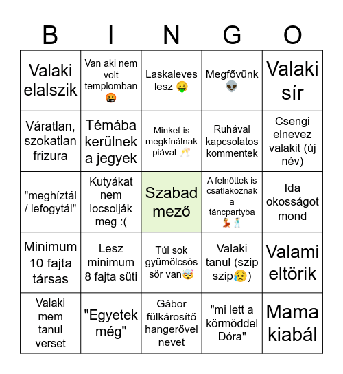Húsvéti bingó Bingo Card