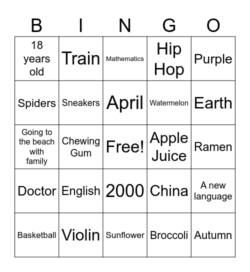 Let's Play BINGO Card