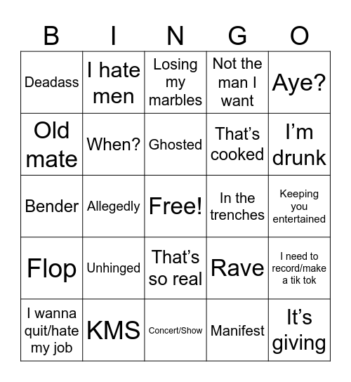 Jazz Bingo Card