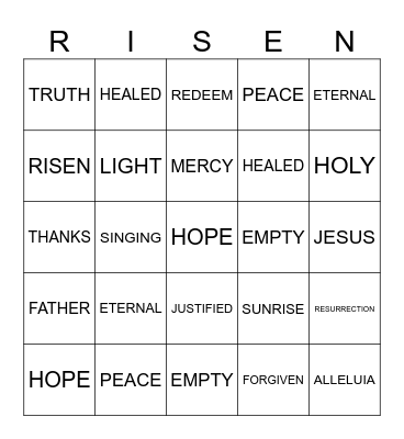 Easter Bingo Card