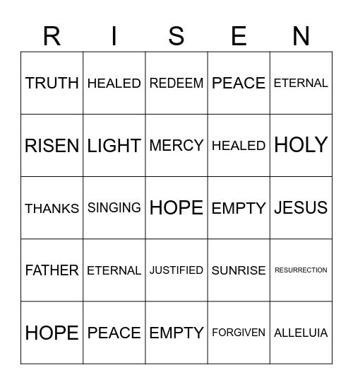 Easter Bingo Card