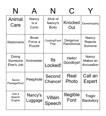 Danger on Deception Island Bingo Card