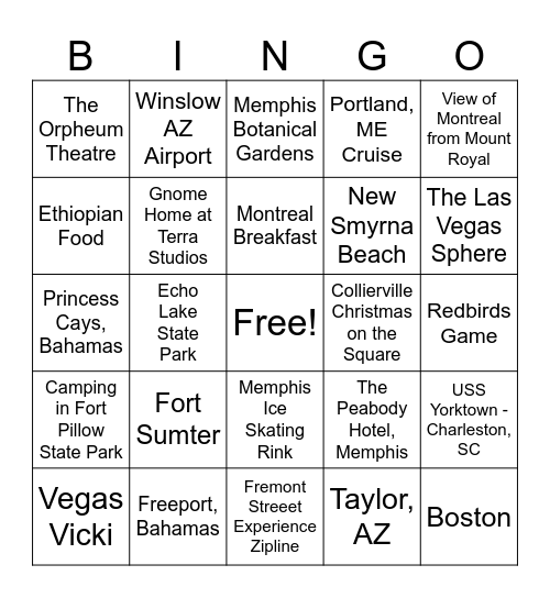 Where In The World Bingo Card