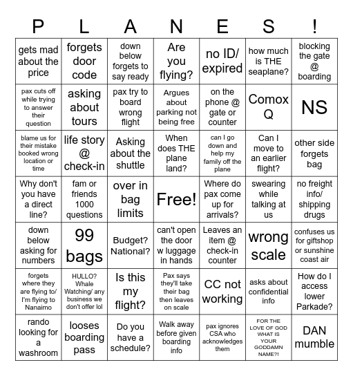 CSA Bingo Card