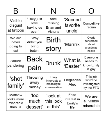 Easter 2024 Bingo Card
