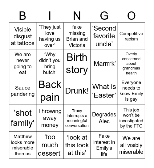 Easter 2024 Bingo Card
