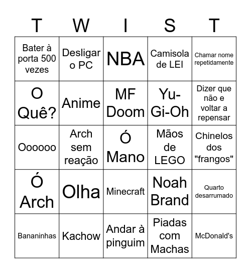 TWIST BINGO Card