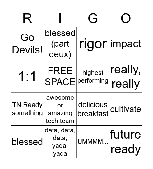 GCS Bingo Card