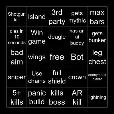 fortnite bingo Card