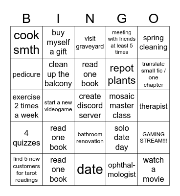 April Bingo Card