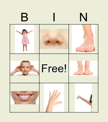 Body Part Bingo Card