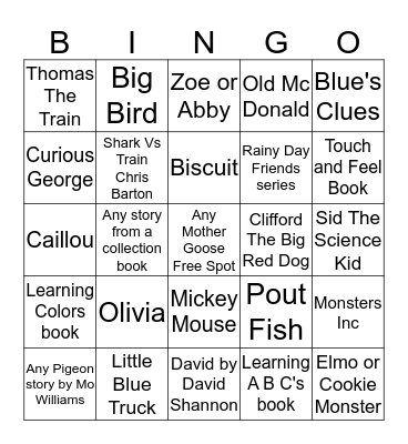 Birth - 2yr Extraoridnary Characters Bingo Card