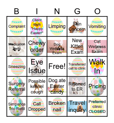Bond Vet Easter 2024 Bingo Card