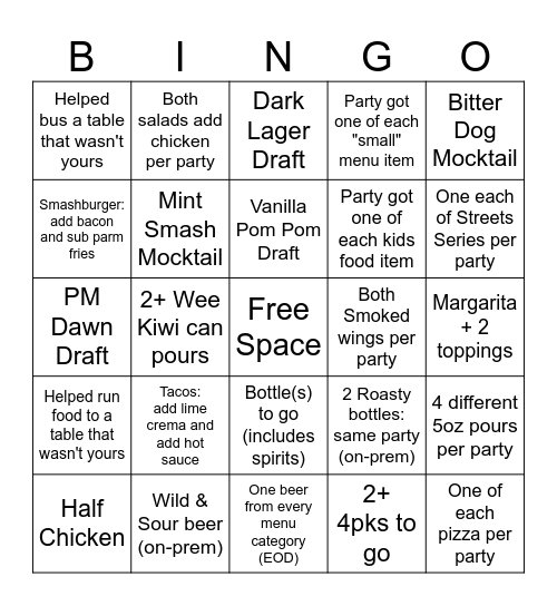 Trillium Bingo Card