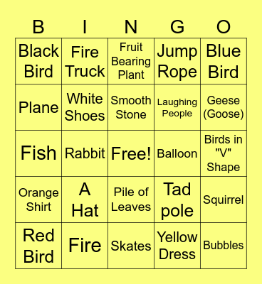 Park Bingo Card