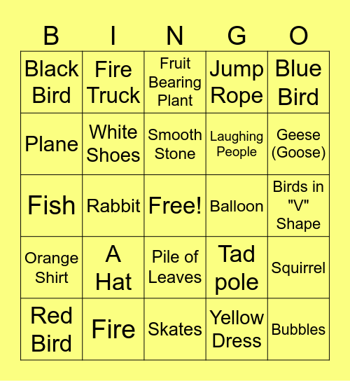 Park Bingo Card