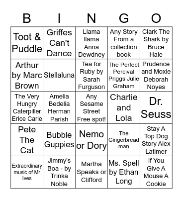 Extraoridnary Character  Ages 3-5 Bingo Card