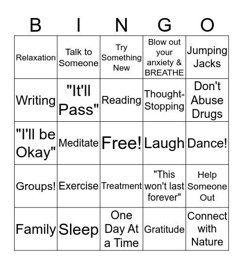 Coping BINGO  Bingo Card