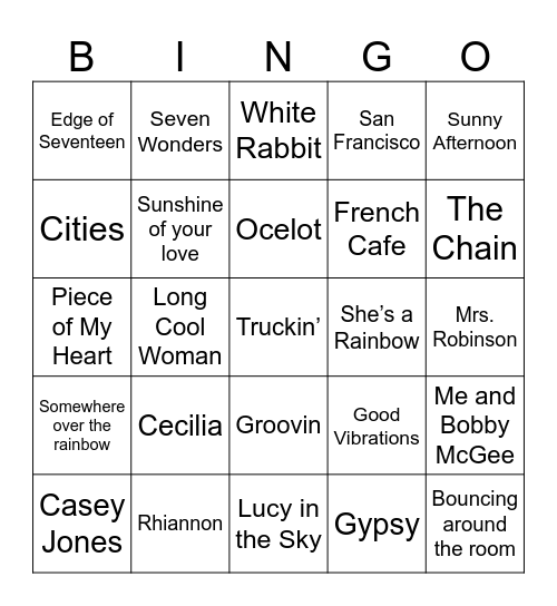 Peace. Love. Good Vibes. Bingo Card