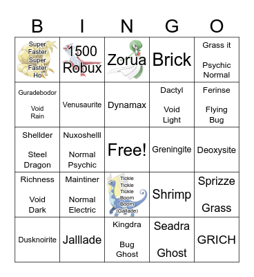 Pokemon Bingo Card
