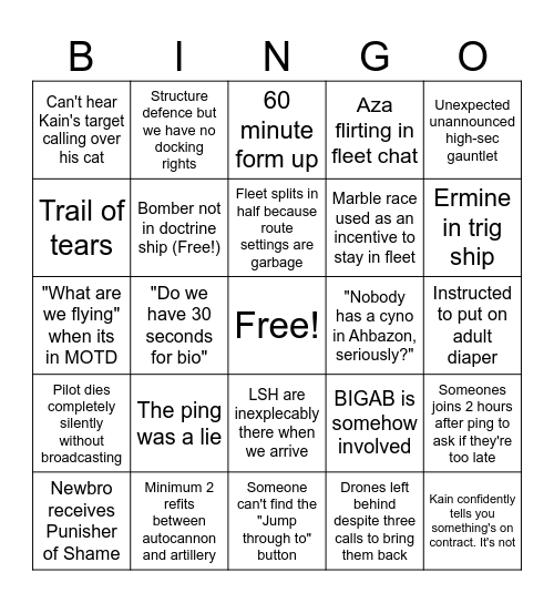 NFG Bingo Card