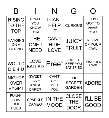 70'S + RNB Bingo Card