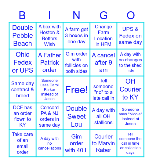 April Breeding Season Bingo! Bingo Card