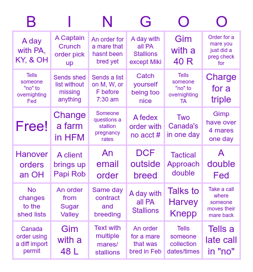 April Breeding Season Bingoo! Bingo Card