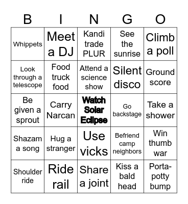 Texas Eclipse 2024 Bingo Card