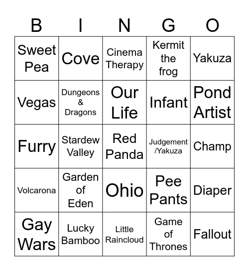 Lil Eden's Bingo Card
