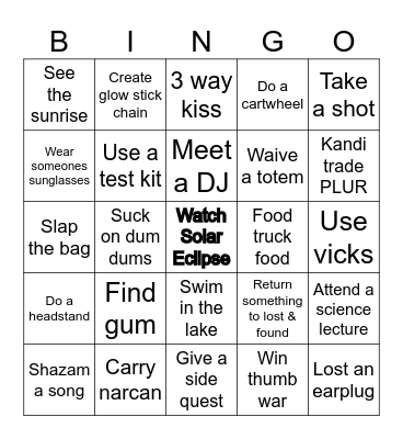 Texas Eclipse 2024 Bingo Card