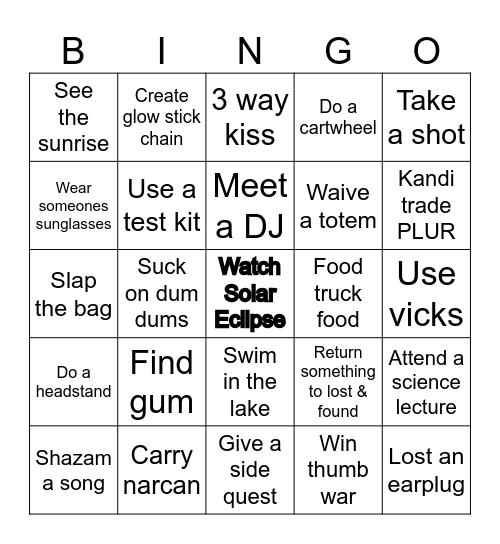 Texas Eclipse 2024 Bingo Card