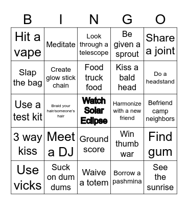 Texas Eclipse 2024 Bingo Card