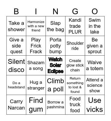 Texas Eclipse 2024 Bingo Card