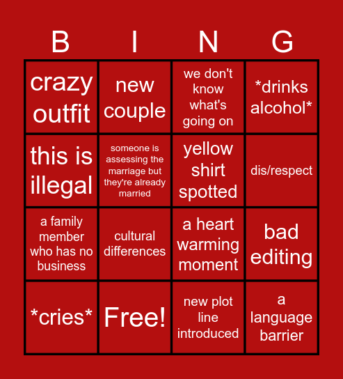 A Mediocre HEA Board Bingo Card