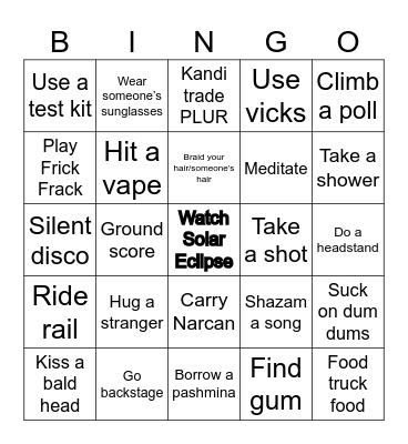 Texas Eclipse 2024 Bingo Card