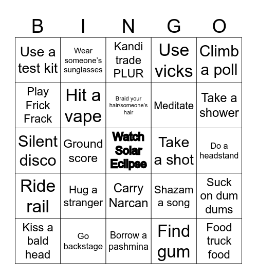 Texas Eclipse 2024 Bingo Card