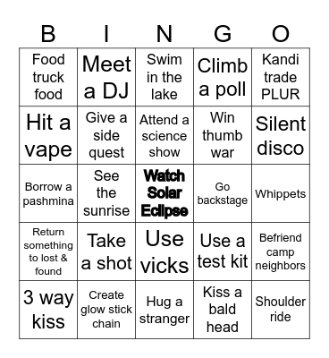Texas Eclipse 2024 Bingo Card