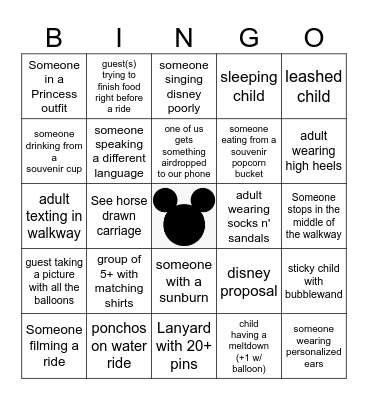 Disneyland Bingo 2022 Bingo Card