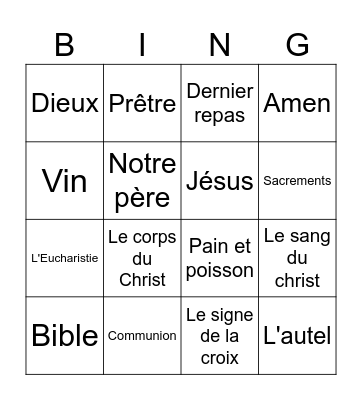 Communion! Bingo Card