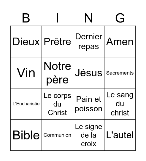Communion! Bingo Card