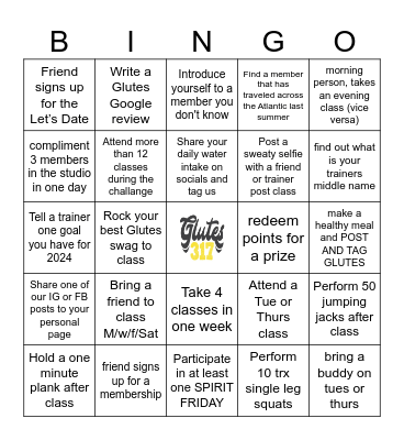 Glutes 317 Bingo Card