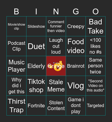 Tiktok Bingo Card