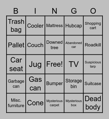 Highway Bingo Card