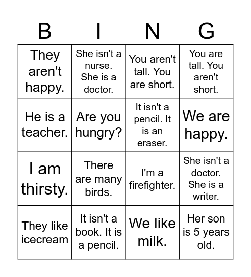 to be Bingo Card