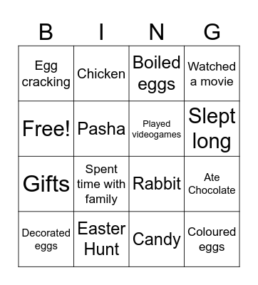 Easter bingo Card
