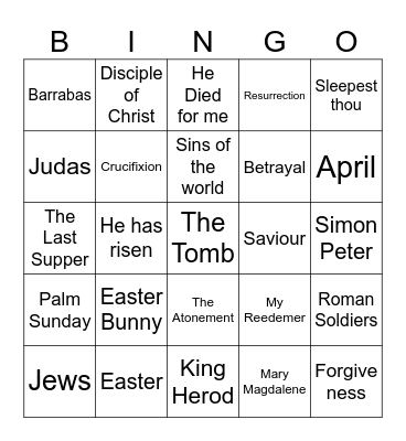 Easter Bingo Card