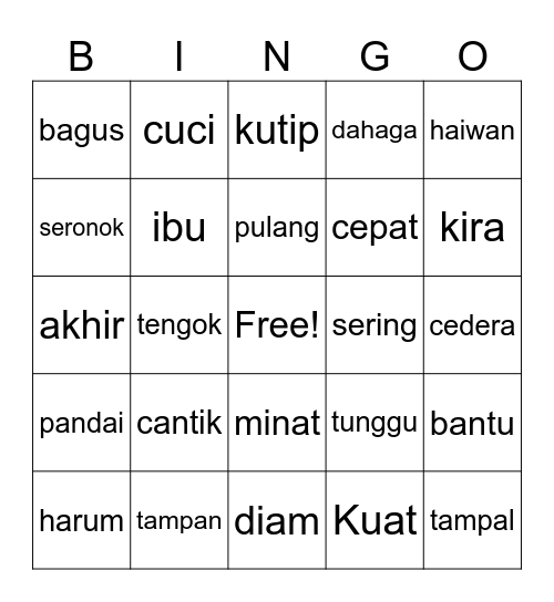 Cari Pasangan saya! Bingo Card